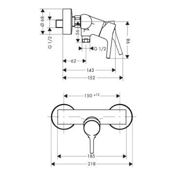 Смеситель для душа Hansgrohe Talis S хром 72600000