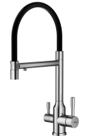 Смеситель Raglo для кухни со съемным гибким изливом, с магнитным фиксатором излива, с подключением фильтра питьевой воды R81.63.05 Сатин