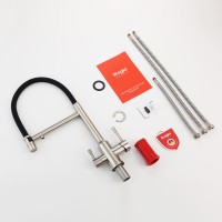 Смеситель Raglo для кухни со съемным гибким изливом, с магнитным фиксатором излива, с подключением фильтра питьевой воды R81.63.05 Сатин