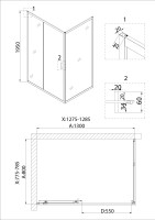 Душевое ограждение Niagara Nova NG-82-13AB-A80B (130х80х195) прямоугольник,черный, дверь раздвижная,стекло прозрачное,2 места