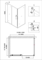 Душевое ограждение Niagara Nova NG-42-10AG-A80G (100х80х195) прямоугольник,золото,двери раздвижные,стекло прозрачное,2 места