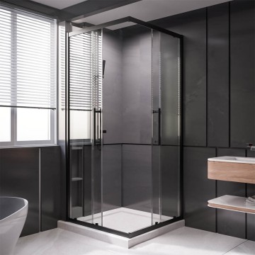 1/2 Душевого угла Veconi Premium Trento PTC-20B, 900*2000мм, черный матовый, стекло прозрачное