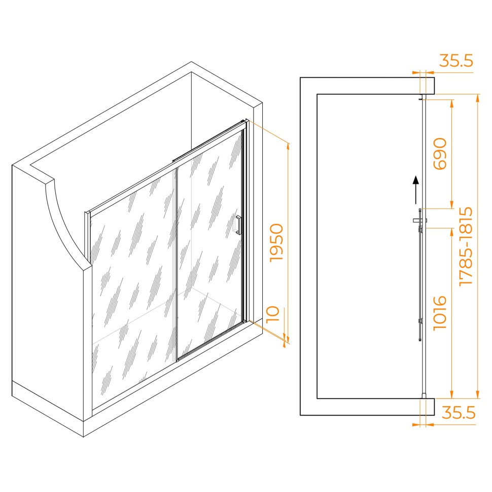 Душевая дверь RGW PA-017 (Матовое-Сатинат, 1800)