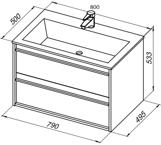 Тумба с раковиной Lino 80 Дуб Веллингтон