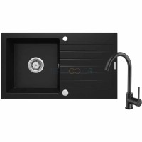 Гранитная мойка со смесителем, 1-чаша с осушкой