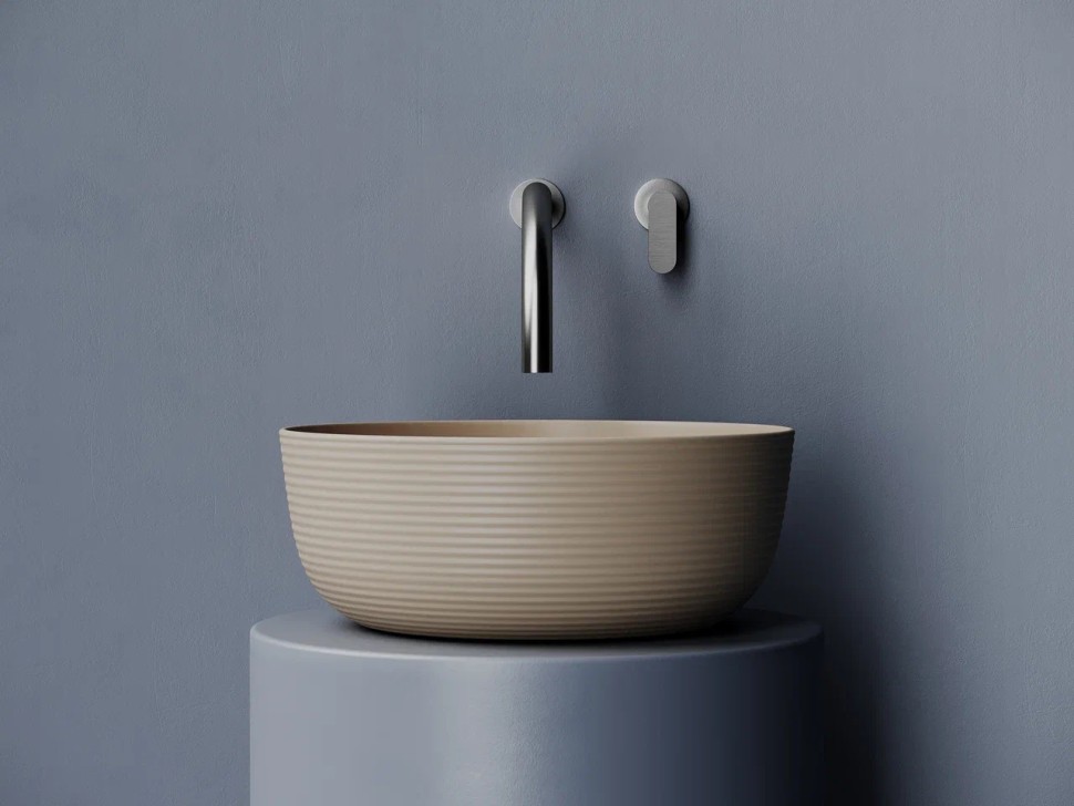 Раковина накладная круглая 356x356x135, цвет капучино матовый