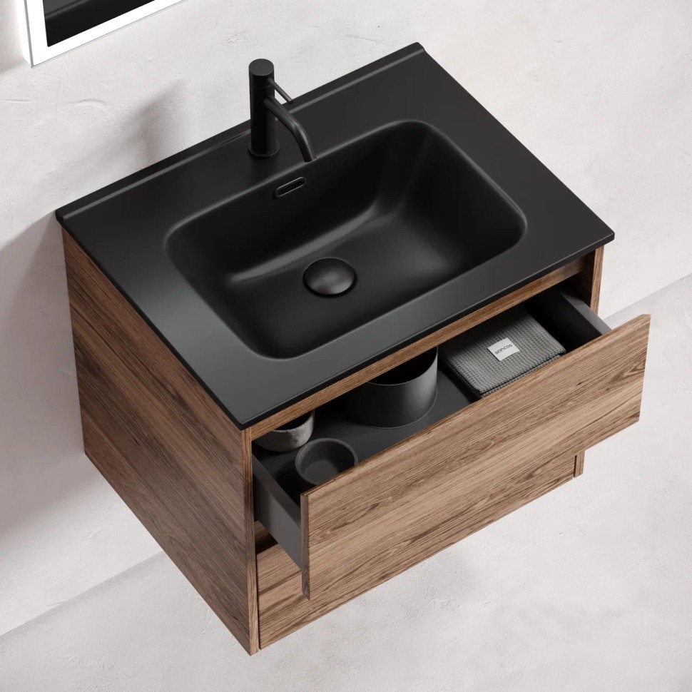 Тумба подвесная SANCOS Libra 790х450х500, c двумя ящиками оснащенными доводчиками, дуб чарльстон, арт. LB80ECH