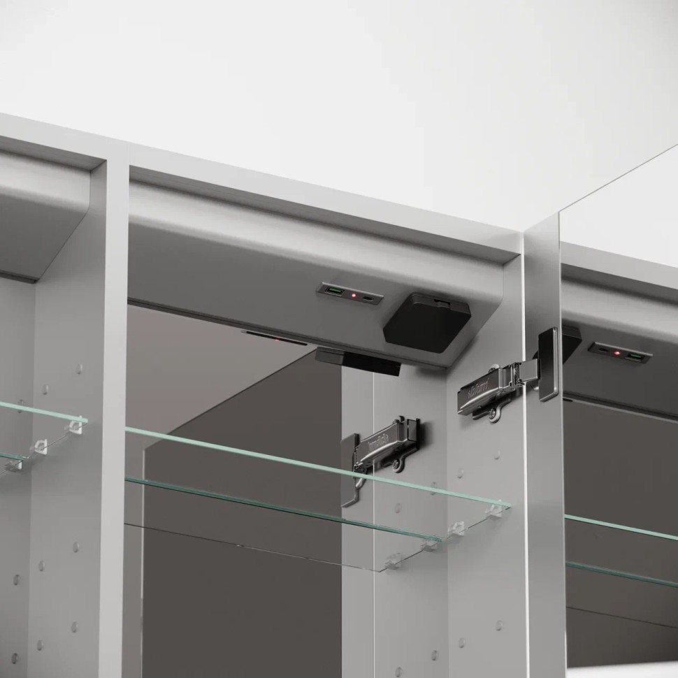 Зеркальный шкаф для ванной комнаты из алюминия SANCOS Evoke1000x700х136 мм с LED подсветкой, арт. SC80100