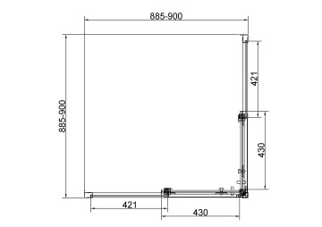 Душевой уголок Слим 8мм (Slim 8mm) VSS-4SL900CLBN, 900*900, брашированный никель, стекло прозрачное