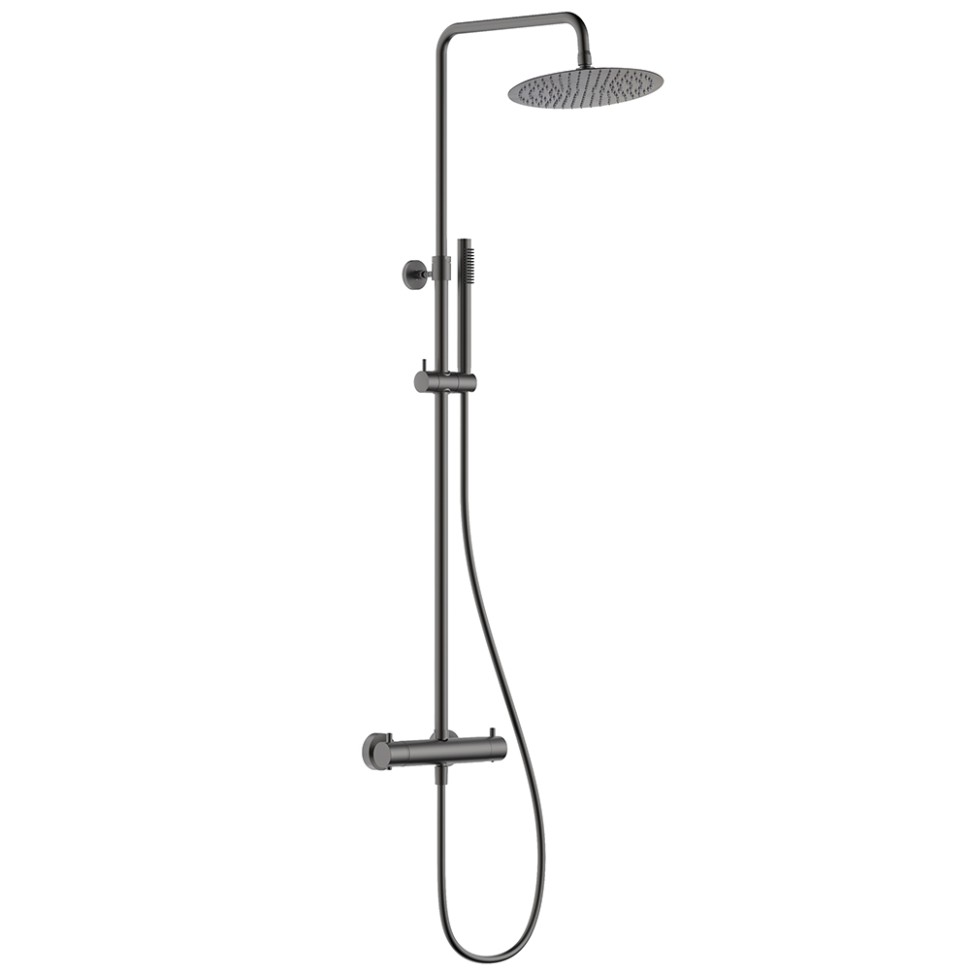 AQM 8006GM Душевая система с термостатом, O250, 1/1 режим, латунная лейка, верхний душ - сталь