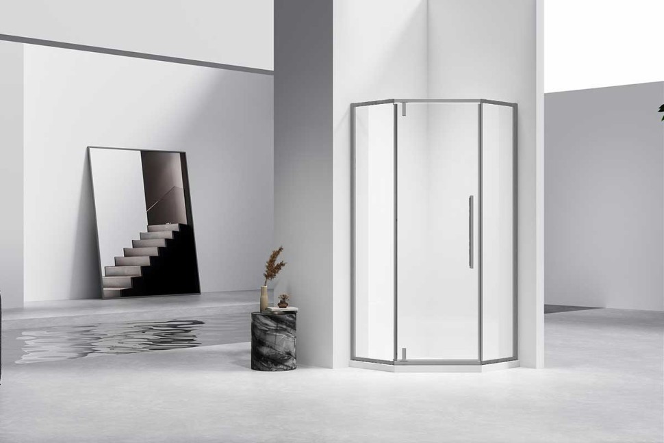 Душевой уголок Slim-N VSP-4SN900CLGM, 900*900, вороненая сталь, стекло прозрачное