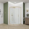 Душевой угол Veconi Ottimo P10 G, 900x900x1900, золото брашинг, стекло прозрачное