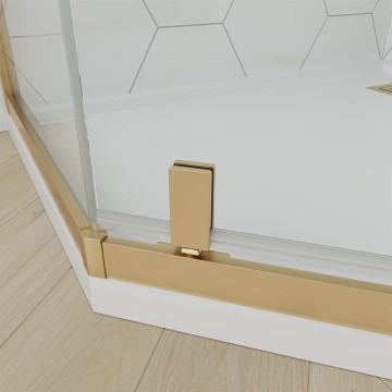 Душевой угол Veconi Ottimo P10 G, 900x900x1900, золото брашинг, стекло прозрачное