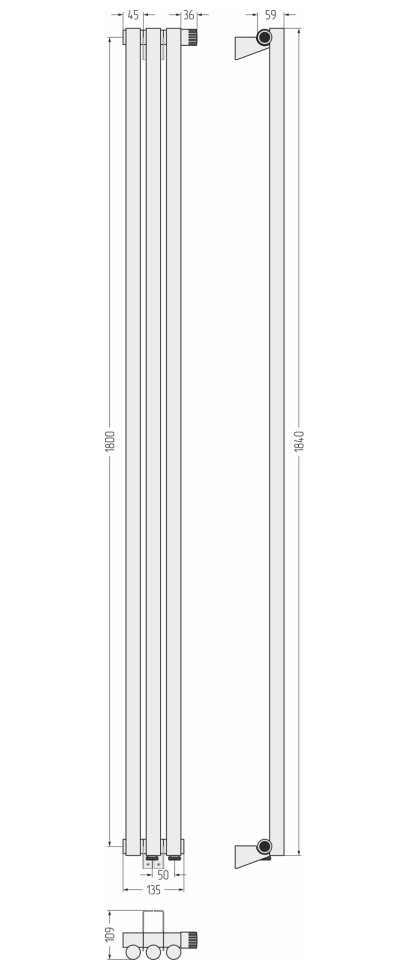 Эстет-1 EU50 правый 1800х135 3 секции