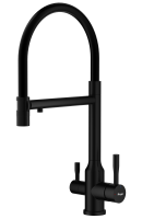 Смеситель Raglo для кухни со съемным гибким изливом, с магнитным фиксатором излива, с подключением фильтра питьевой воды R81.63.06 Черный