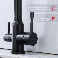 Смеситель Raglo для кухни со съемным гибким изливом, с магнитным фиксатором излива, с подключением фильтра питьевой воды R81.63.06 Черный