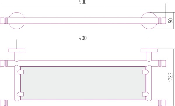 Полка Каньон стеклянная / L 500