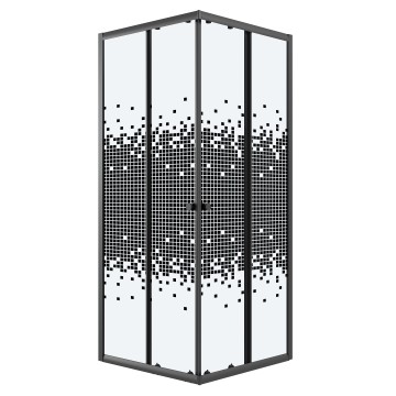 Душевое ограждение Niagara Eco NG-1008-14QBLACK (80х80х190) квадрат,раздвижное,черный,стекло мозаика,1 место