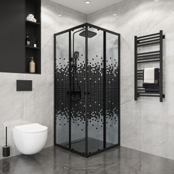 Душевое ограждение Niagara Eco NG-1008-14QBLACK (80х80х190) квадрат,раздвижное,черный,стекло мозаика,1 место