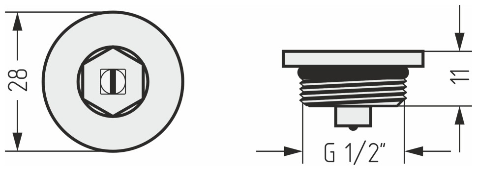 Воздухоотводчик d 28 мм (G 1/2" НР)
