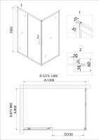 Душевое ограждение Niagara Nova NG-82-13AB-A90B (130х90х195) прямоугольник,черный, дверь раздвижная,стекло прозрачное,2 места