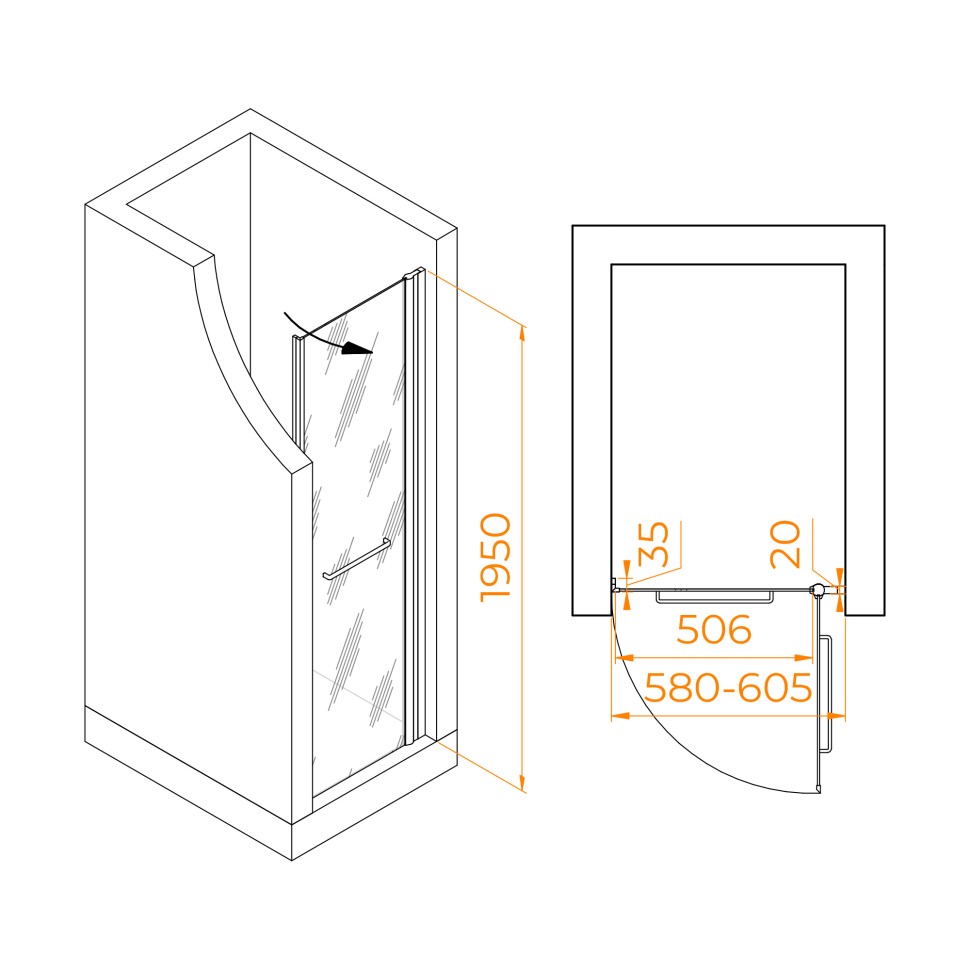 Душевая дверь RGW PA-103 (Прозрачное, 600)