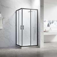 Душевой угол Veconi Rovigo RV-27B, 1000х1000х1900, черный, стекло прозрачное