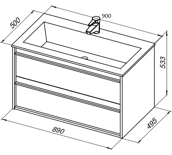 Тумба с раковиной Lino 90 белый матовый