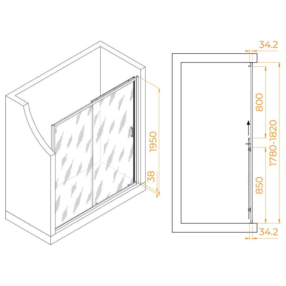 Душевая дверь RGW PA-14Gr (Прозрачное, 1800)