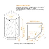 Душевой уголок RGW HO-081 (Матовое-Сатинат, 900x900)