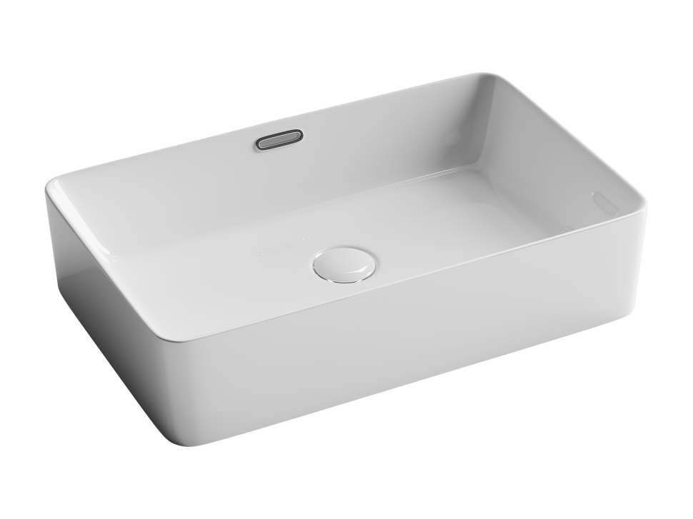 Умывальник чаша накладная прямоугольная со сливом переливом Element 600x380x140мм