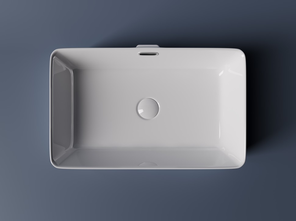 Умывальник чаша накладная прямоугольная со сливом переливом Element 600x380x140мм