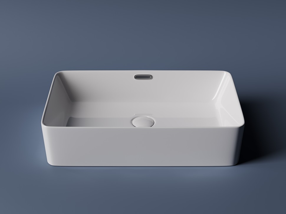 Умывальник чаша накладная прямоугольная со сливом переливом Element 600x380x140мм