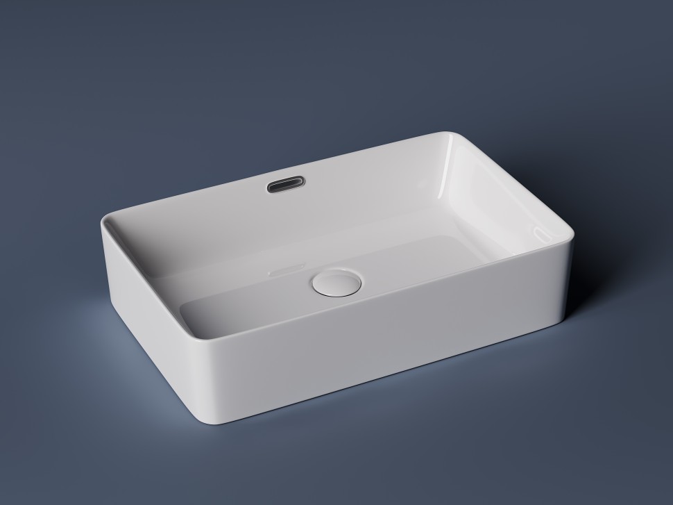 Умывальник чаша накладная прямоугольная со сливом переливом Element 600x380x140мм
