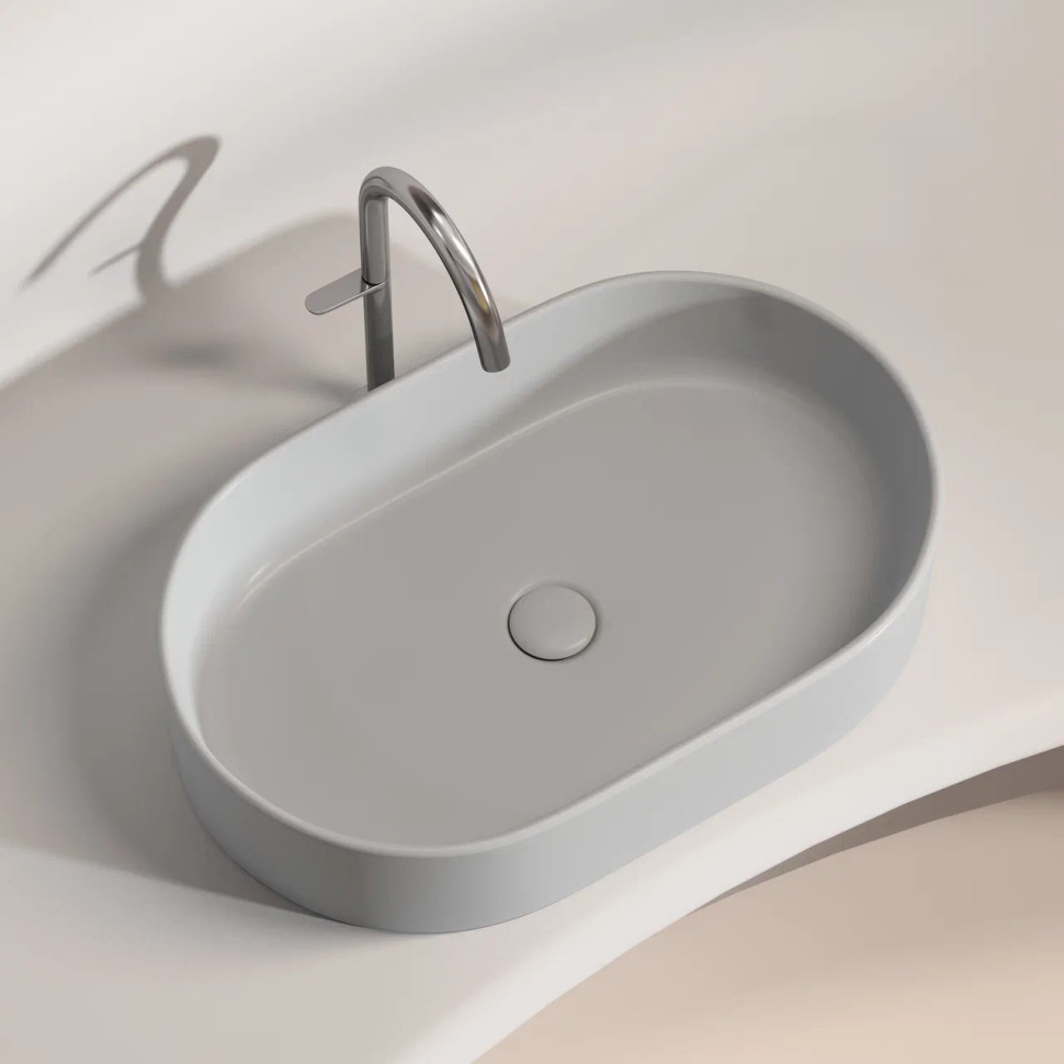 Умывальник чаша накладная овальная (цвет Серый Матовый) Element 608x385x122мм