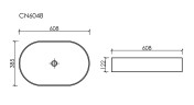 Умывальник чаша накладная овальная (цвет Серый Матовый) Element 608x385x122мм