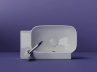 Рукомойник подвесной прямоугольный 403x249x140, с отверстием под смеситель (чаша слева, отверстие под смеситель справа), цвет белый