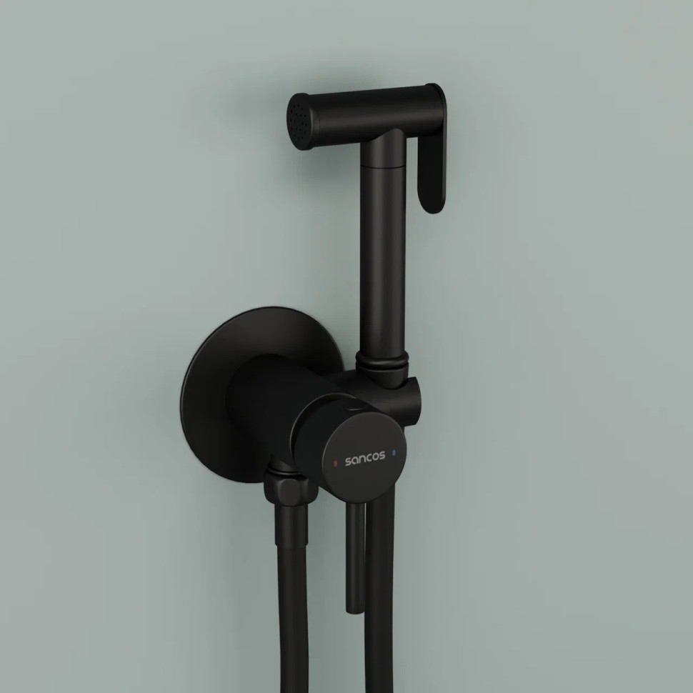 Гигиенический душ SANCOS Start со смесителем, цвет черный матовый, арт. SC1001MB