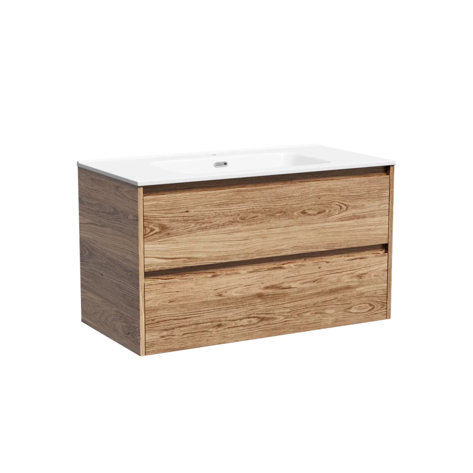 Тумба подвесная SANCOS Libra 890х450х500, c двумя ящиками оснащенными доводчиками, дуб чарльстон, арт. LB90ECH