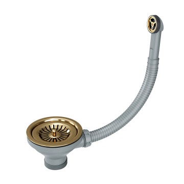 Слив с круглым переливом, PM6022-BG, брашированное золото, Paulmark