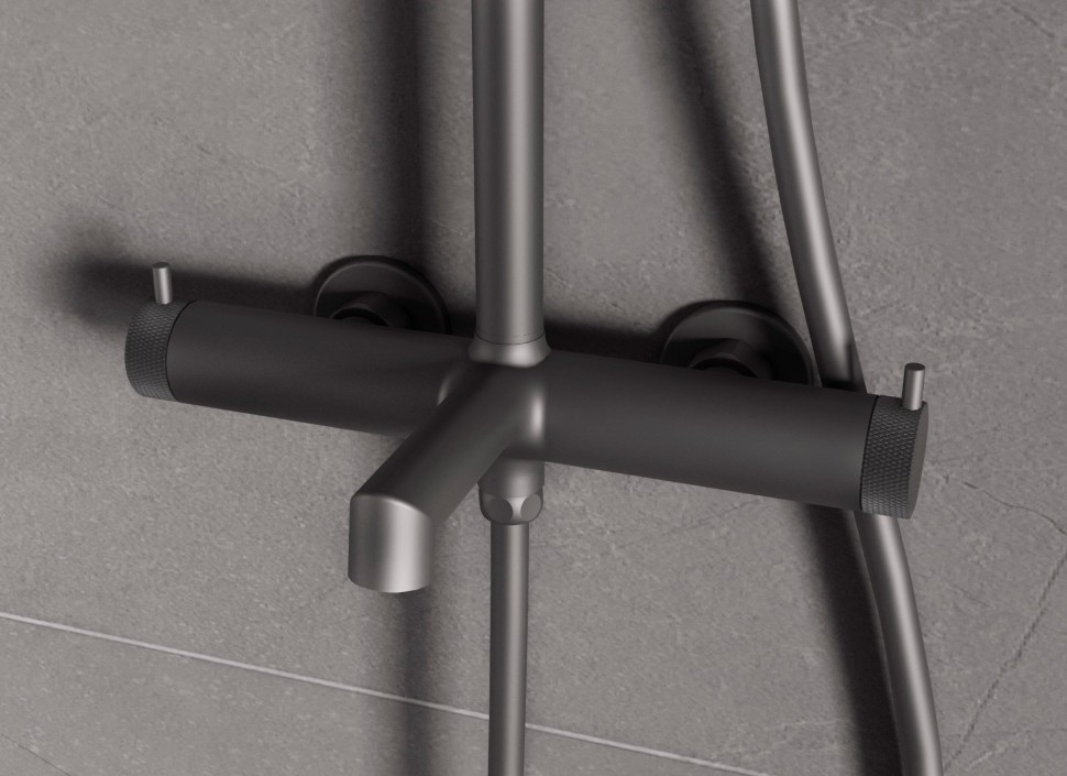 Душевая стойка Rim VSFS-2RM1GM с изливом, вороненая сталь