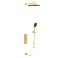 Душевой комплект VSFW-433T1BG встраиваемый, термостатический, 3 режима, брашированное золото