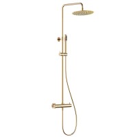 AQM 8006GG Душевая система с термостатом, O250, 1/1 режим, латунная лейка, верхний душ - сталь