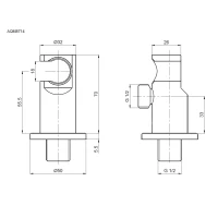 AQM8714MB Siena Выход из стены с держателем, черный матовый