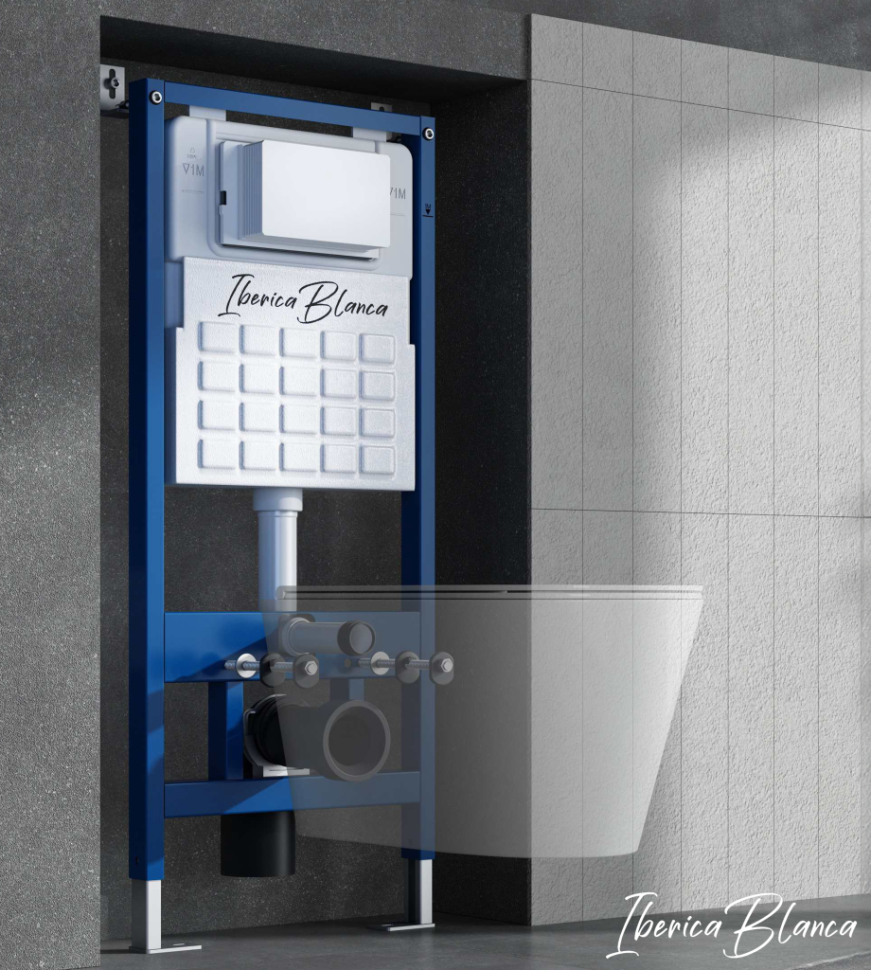 Комплект 2в1 IBERICA BLANCA инсталляция SILENCIO, кнопка смыва ESTI-O черный матовый (IB001.822)