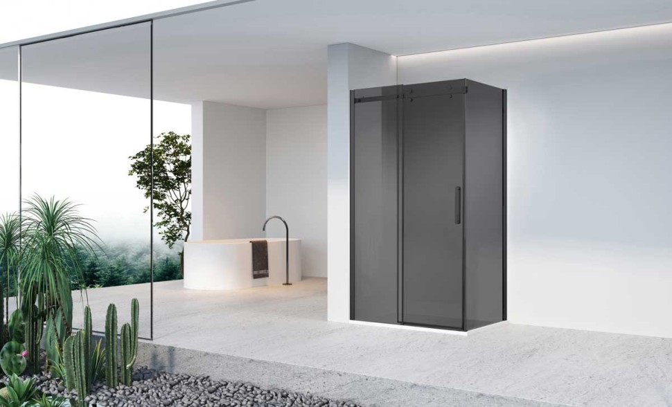 Душевой уголок Como-N VSR-4CN9012CGB, 1200*900, черный, стекло тонированное