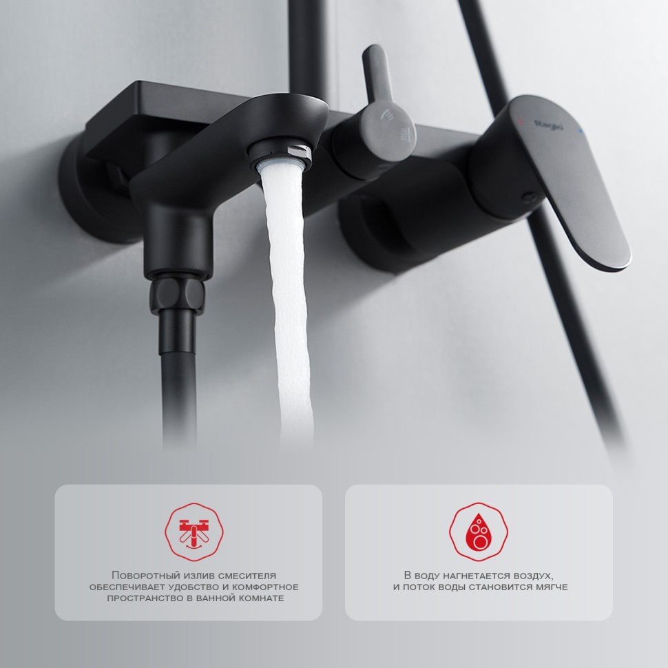 Душевая система Raglo для ванны и душа R31.24.06 Черный