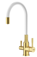 Смеситель Raglo для кухни с гибким изливом с подключением к фильтру питьевой воды R81.64.03 Золотой сатин