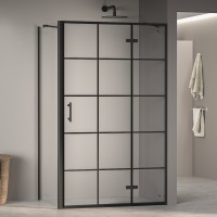Душевой уголок RGW 120х120х195 см PA-77-B R PA-07B+Z-050-2B+держ Квадрат, Чёрный, Прозрачное, Принт, 6 (41087722-084R)