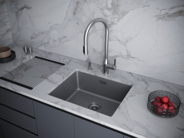 Мойка LUMI 55UNI, IT-GRANIT, LU55-DG, графит, 555х460, Paulmark